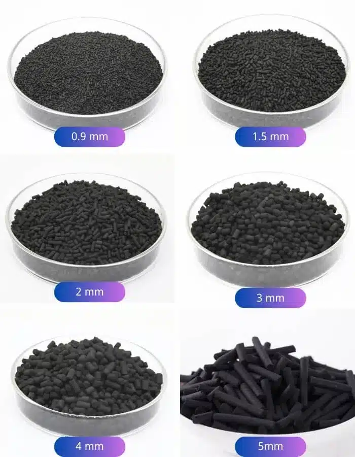 0.9 1.5 2 3 4 5 mm Extruded activated carbon pellets suppliers