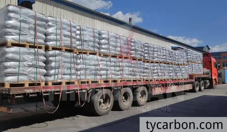 25kg package of activated carbon ready to be shipped to the port