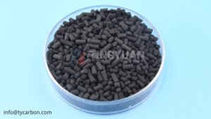 KI impregnated activated carbon for biogas purification