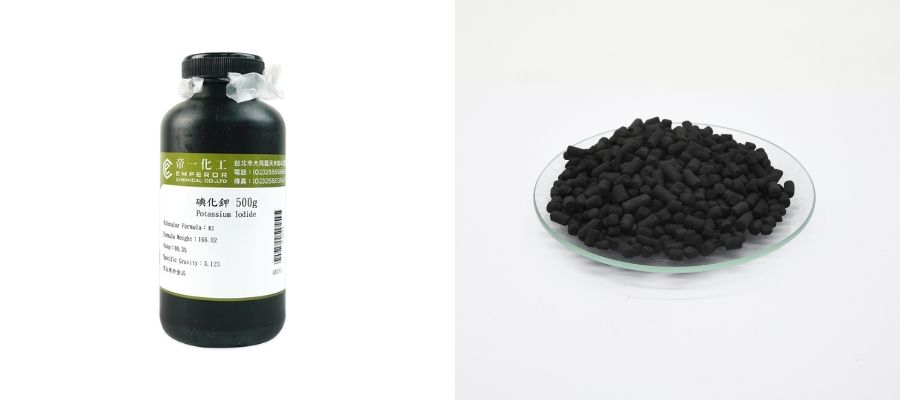 Potassium iodide impregnated activated carbon for natural gas desulphurization